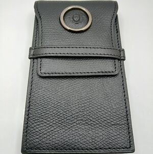 Versace Black Textured Leather Card Sleeve with Embossed Logo